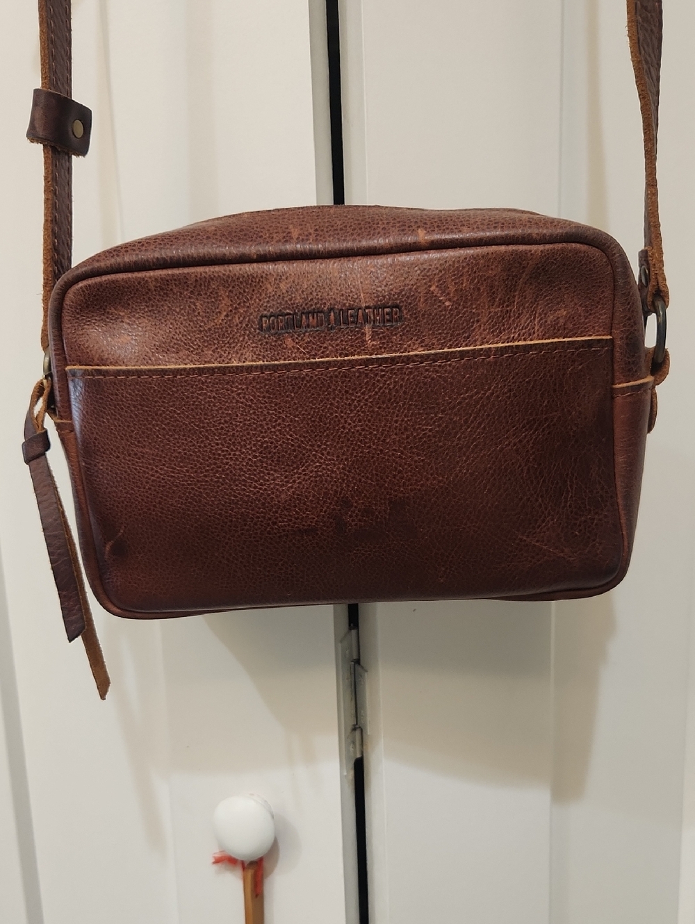 Portland Leather Brown Crossbody Bag.